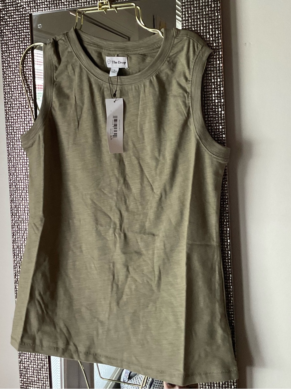 The Drop Olive Green Cotton Scoop Neck Tank